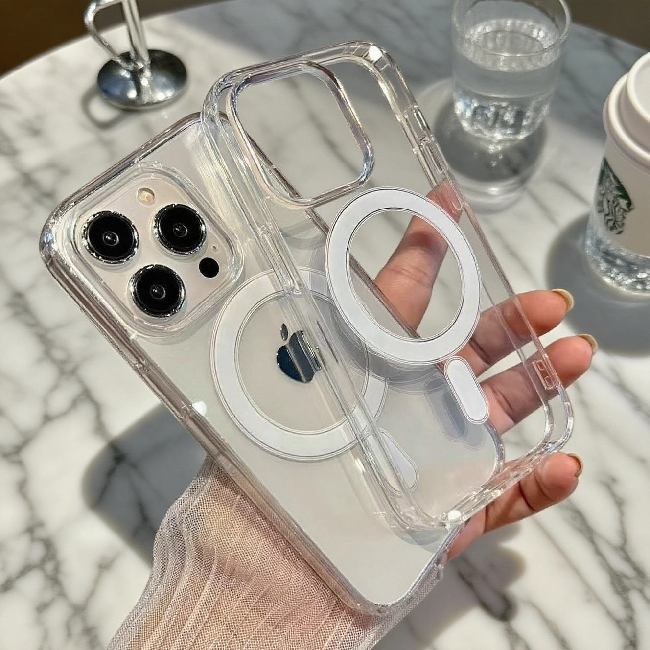 17Promax Magnetic case Transparent for Apple 16/15magsafe mobile phone case 14/13 2-in-1