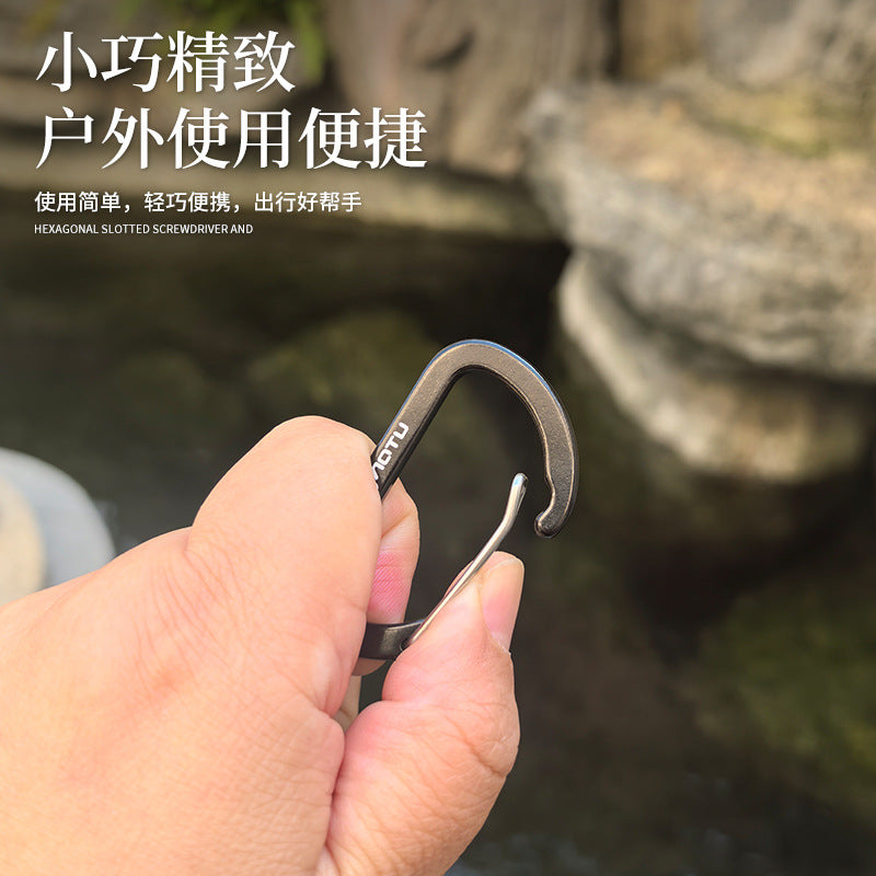 Large outdoor mountaineering buckle D-hook hiking keychain, camping backpack fast external water bottle, safety lock