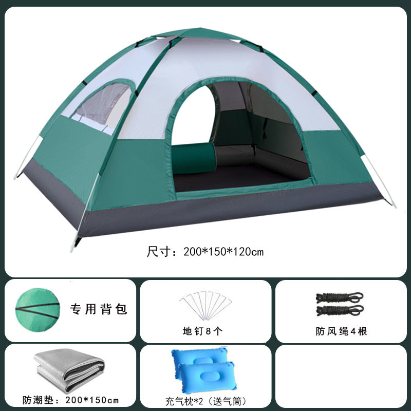 Tent outdoor 2 people camping Thickened equipment Portable automatic pop-up 3-4 people camping Outdoor rain protection Beach sun protection