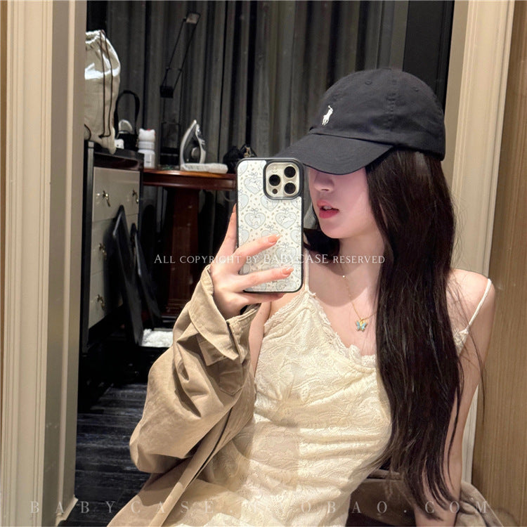 BABYCASE Japan and Korea Fashion Niche INS College Fengxi Heights White Terrier Dog Love Floral Mobile Phone Case