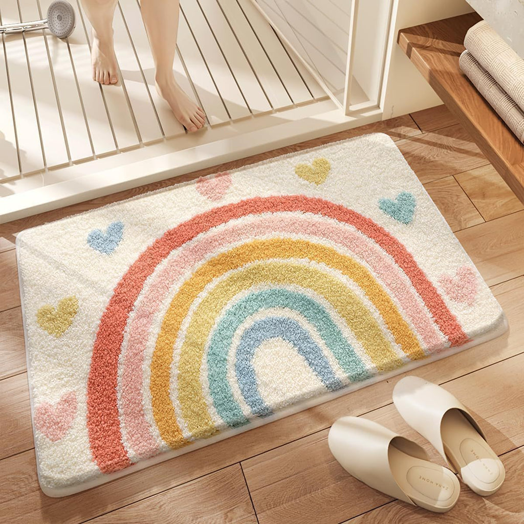 Small fresh new imitation cashmere flower porch toilet bathroom bathroom water absorption non-slip quick drying home foot cushion