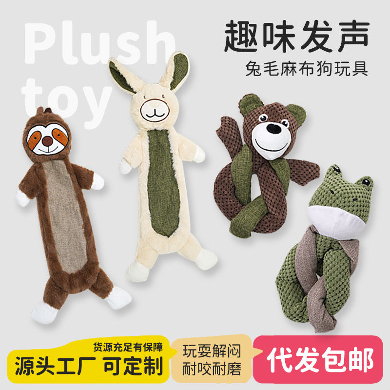 Amazon dog sound toy self-hi to relieve boredom, molar teeth, bite-resistant rabbit plush medium and large dog pet products