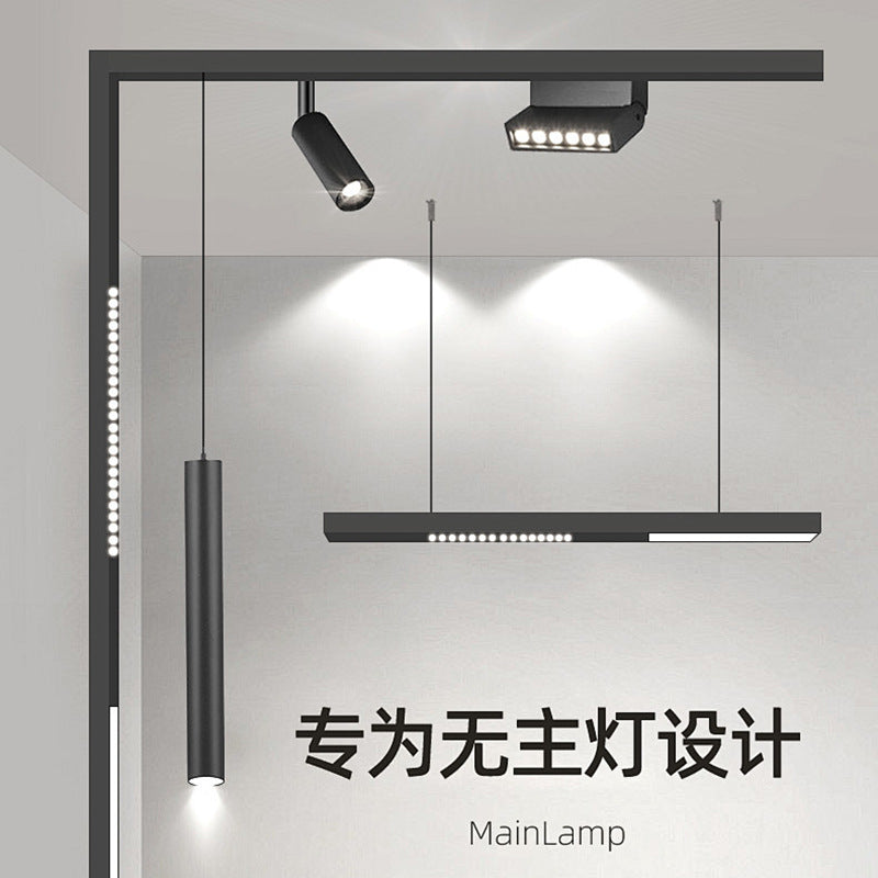 LED no main light smart home embedded concealed surface mounted living room lighting pre-embedded black 48V magnetic track light