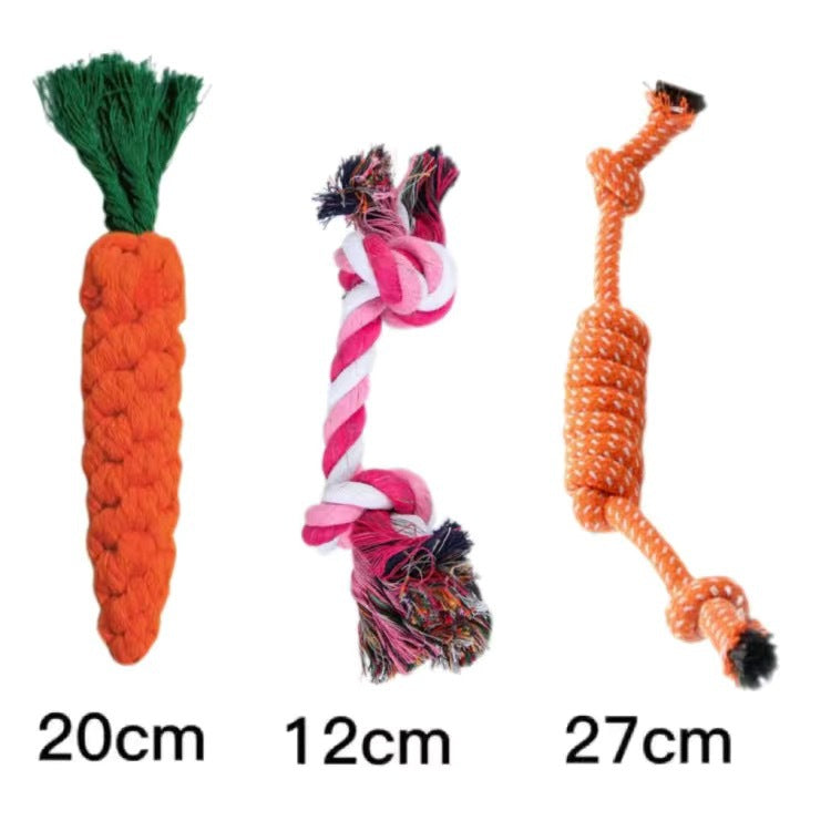 Dog Grinding Tooth Bite-resistant Cotton Rope Toy Small and Medium-sized Dog Dog Toy Knot Toy Frisbee Set Pet Supplies