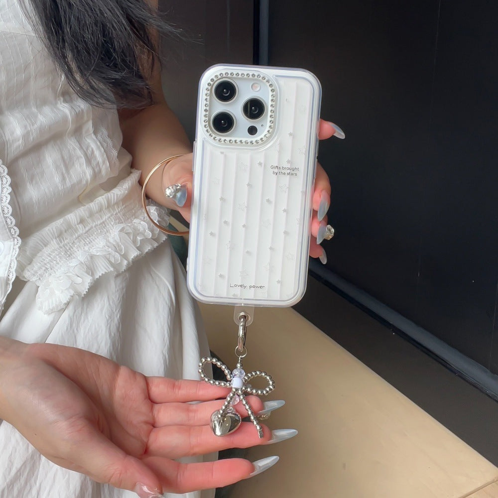 ins wind white background striped colored stars for iPhone17ProMax/16 mobile phone case 15 Apple 14 girl