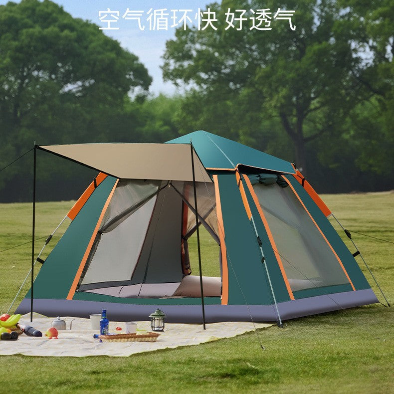 Tent outdoor camping thickened automatic ultra-lightweight equipment outdoor camping shading, rain-proof and mosquito-proof large four-sided tent