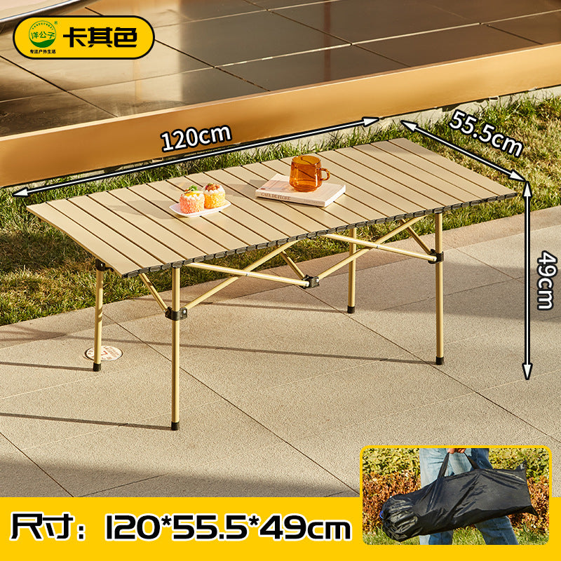 Outdoor folding table, egg roll table, camping table, portable picnic table and chairs, full set of camping equipment supplies