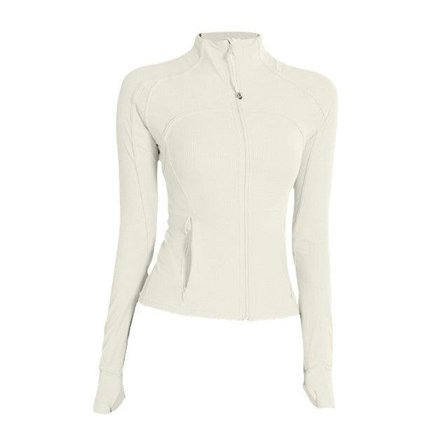 2025 Threaded Sunscreen Sports Jacket Women's Naked Outdoor Tight Breathable High Elastic Slim Yoga Fitness Clothing Top