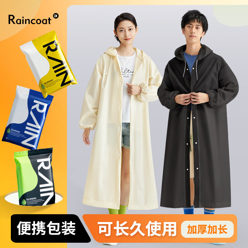 Non-disposable raincoat wholesale EVA adult thickened + outdoor hiking portable one-piece raincoat