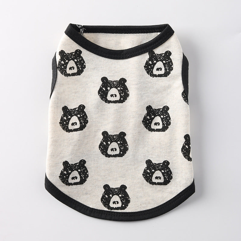 Cat and dog clothes summer vest cotton thin teddy Pomeranian small dog cat British short blue and white handsome breathable anti-hair loss