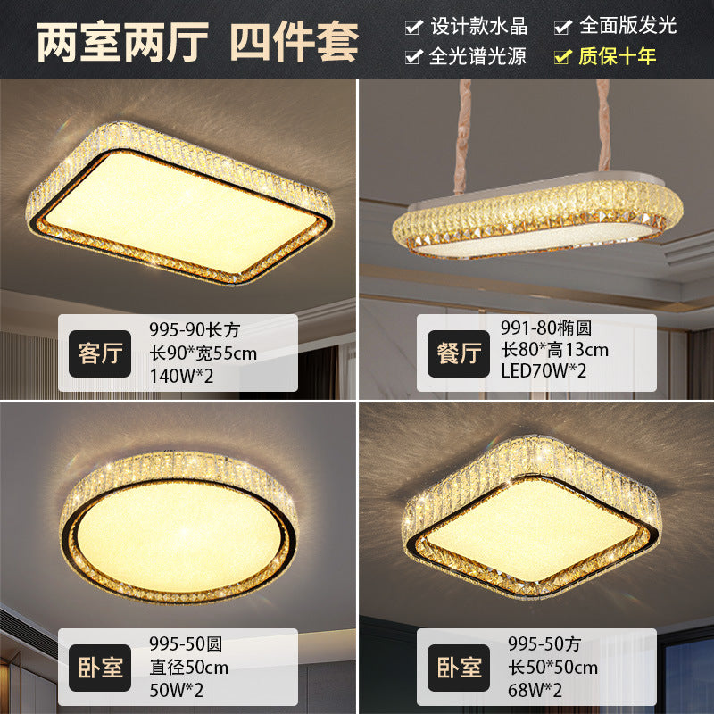 Crystal ceiling light full spectrum eye protection living room main light modern simple bedroom dining room whole house lighting package smart