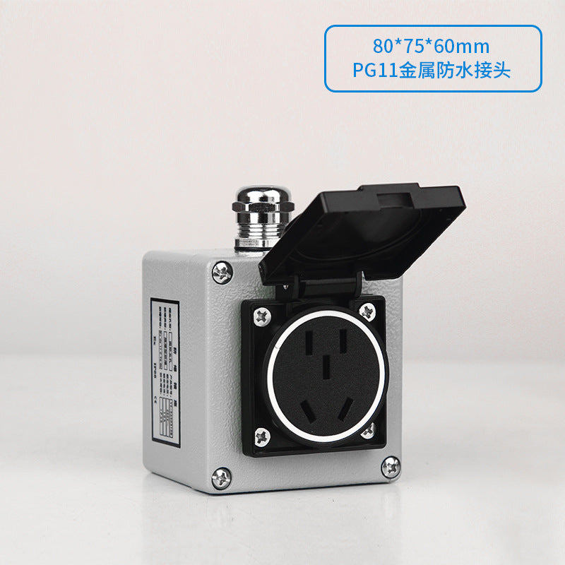 Outdoor cast aluminum socket 220/380V wall plug Five-hole waterproof switch Industrial grade 10/16A surface mounted panel