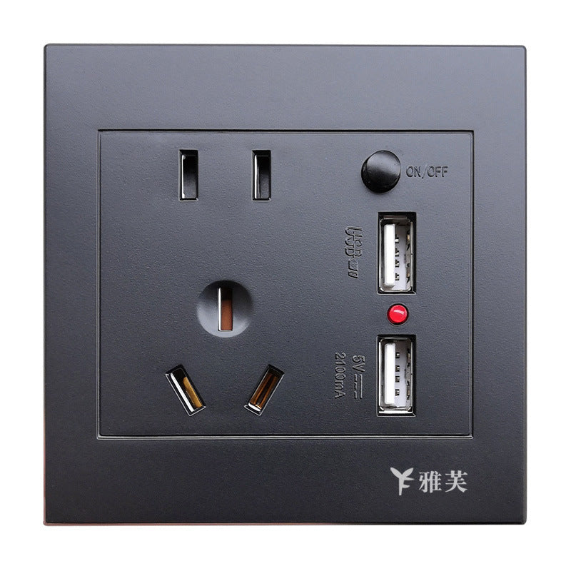 86 type switch socket five-hole plug with USB wholesale household concealed wall porous power supply charging panel