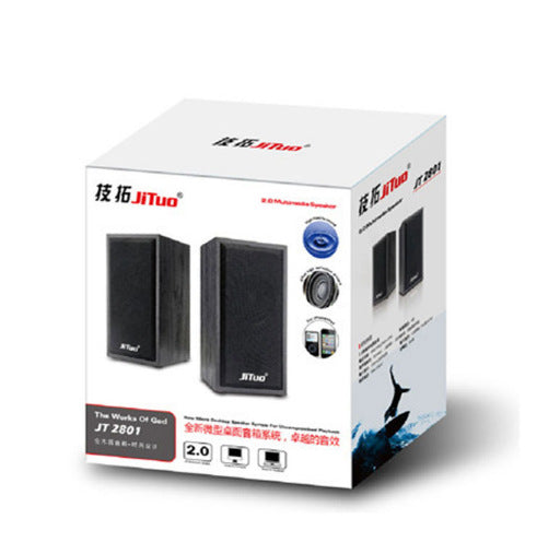 JT2801 Laptop Desktop Portable USB Powered Small Audio Wooden Speaker Computer Audio