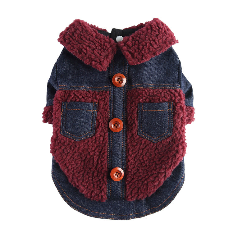 Cross-border popular pet autumn and winter clothes windproof and cold-proof puppy jacket integrated chest and back can pull dog cotton-padded clothes