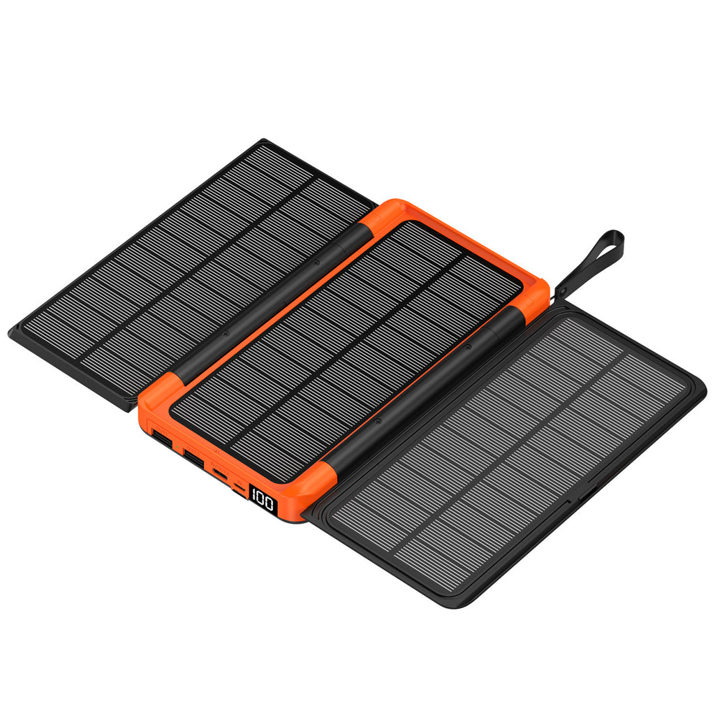 Cross-border folding portable solar power bank 20000mAh large-capacity wireless charging outdoor mobile power supply