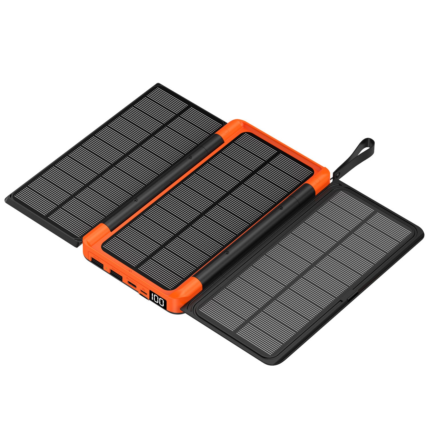 Cross-border folding portable solar power bank 20000mAh large-capacity wireless charging outdoor mobile power supply