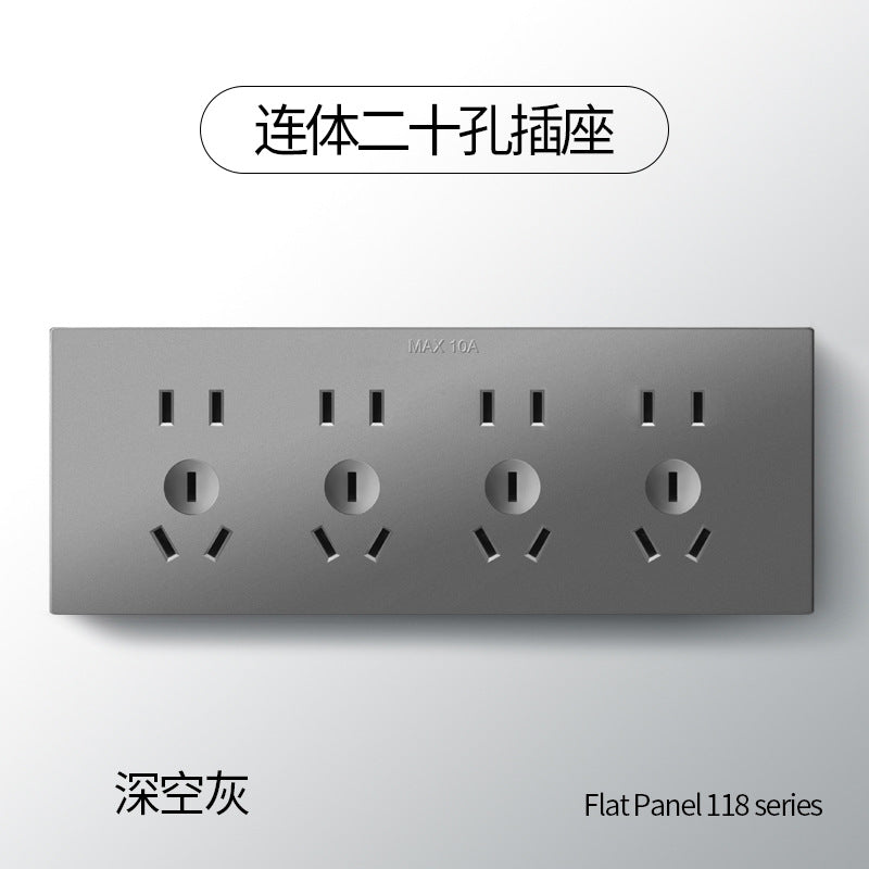 International Electrician 86 type concealed large board gray household porous wall power supply one open five hole switch socket panel