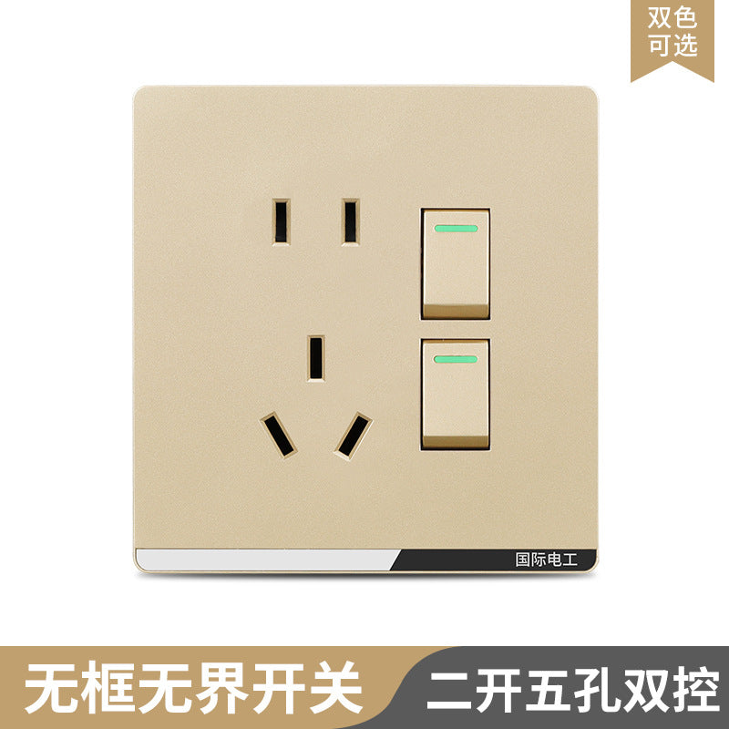 International Electrician 86 type concealed large board gray household porous wall power supply one open five hole switch socket panel