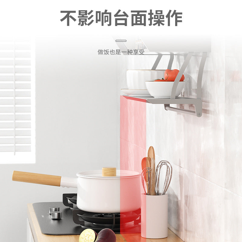 Pull down the hanging cabinet, storage box, hidden seasoning box at the bottom of the cabinet, turn down the basket, kitchen vegetable preparation rack, double-layer folding