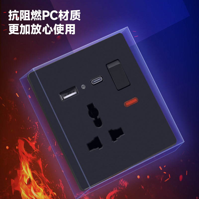 Export for British standard socket switch panel 13A double usb one-open five-hole multi-function three-hole plug 146 foreign trade