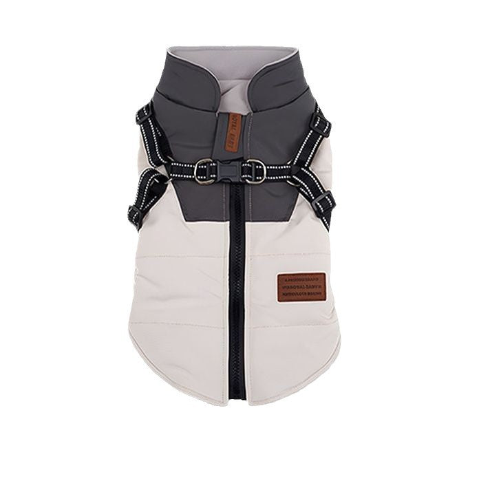 Dog clothes Winter warm dog cotton clothes with leash ring vest jacket Autumn and winter Teddy Corgi Schnauzer