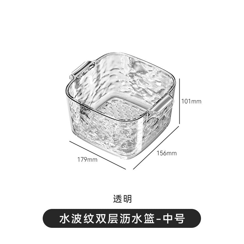 Kitchen Drain Basket Vegetable Basket Household Double Sink Vegetable Basin Drain Basket Rice Basket Plastic Vegetable Basket Storage Basket