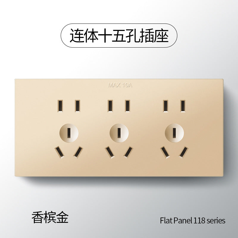 International Electrician 86 type concealed large board gray household porous wall power supply one open five hole switch socket panel