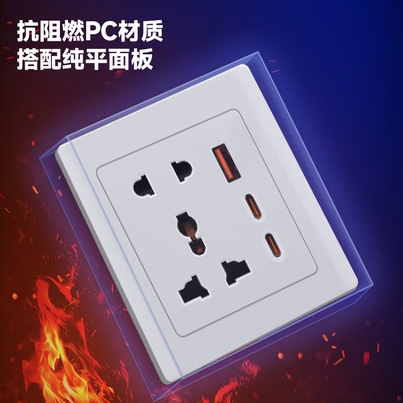 Manufacturer Wholesale Engineering Switch Socket Type 86 Wall Switch Panel Open Double Control Five Hole Sitting Plug Plug