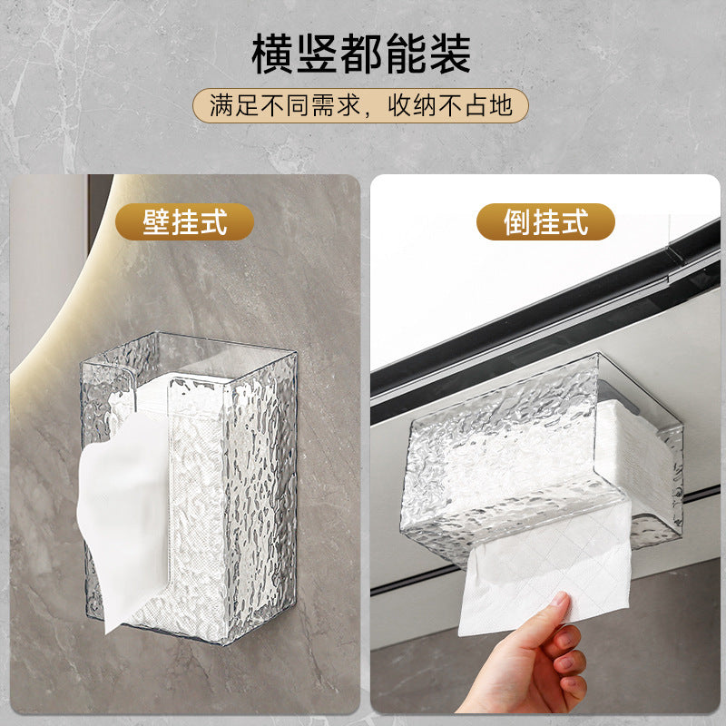 Glacier pattern face towel tissue box, wall-mounted household storage box, light luxury bathroom kitchen pumping carton