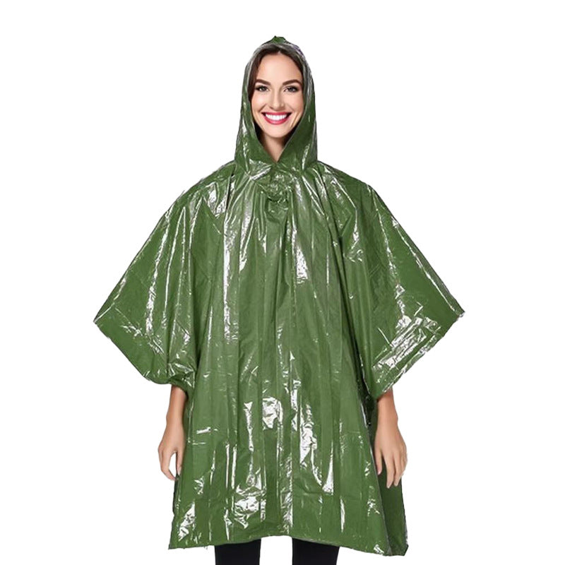 Manufacturer aluminum film poncho orange green spot outdoor camping hiking emergency thermal insulation raincoat poncho