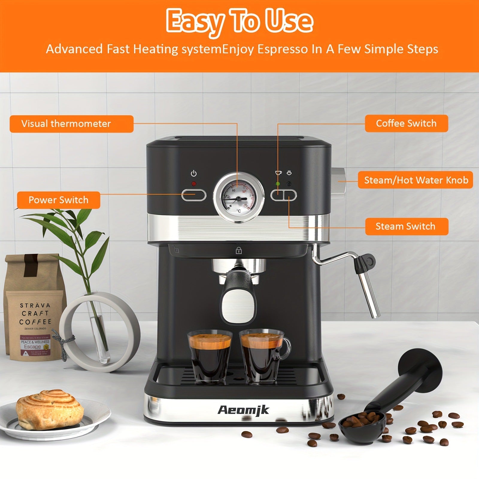 Aeomjk US standard semi-automatic one-piece espresso milk foam 3110 household appliances steam function coffee machine
