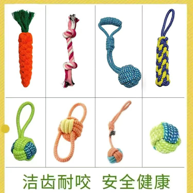 Dog Grinding Tooth Bite-resistant Cotton Rope Toy Small and Medium-sized Dog Dog Toy Knot Toy Frisbee Set Pet Supplies