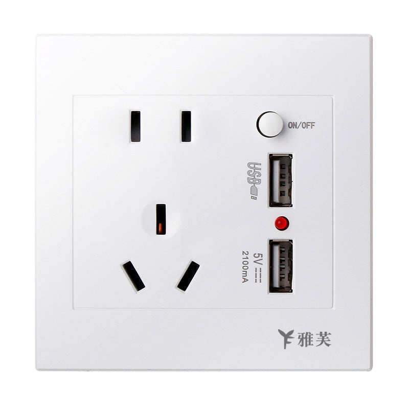 86 type switch socket five-hole plug with USB wholesale household concealed wall porous power supply charging panel
