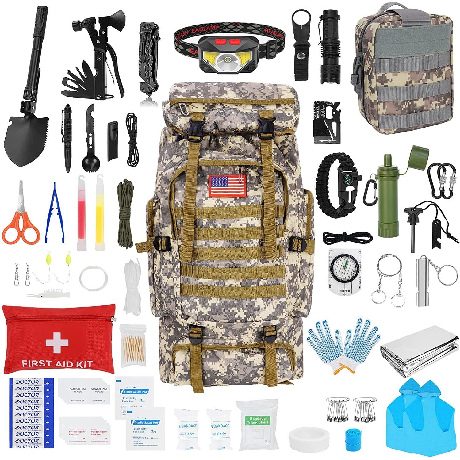 80L Adventure Outdoor Adventure Hiking New Camping Backpack Professional Tactical First Aid Kit Survival Gear