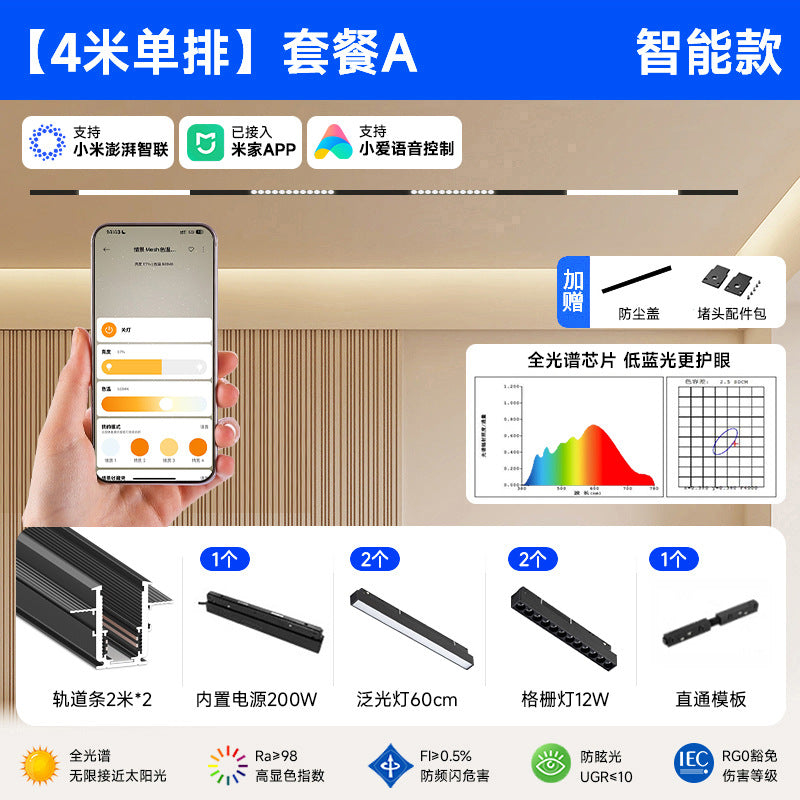 Smart Magnetic Track Light Embedded Embedded Package New Living Room No Main Light Lighting Applicable to Mobile App