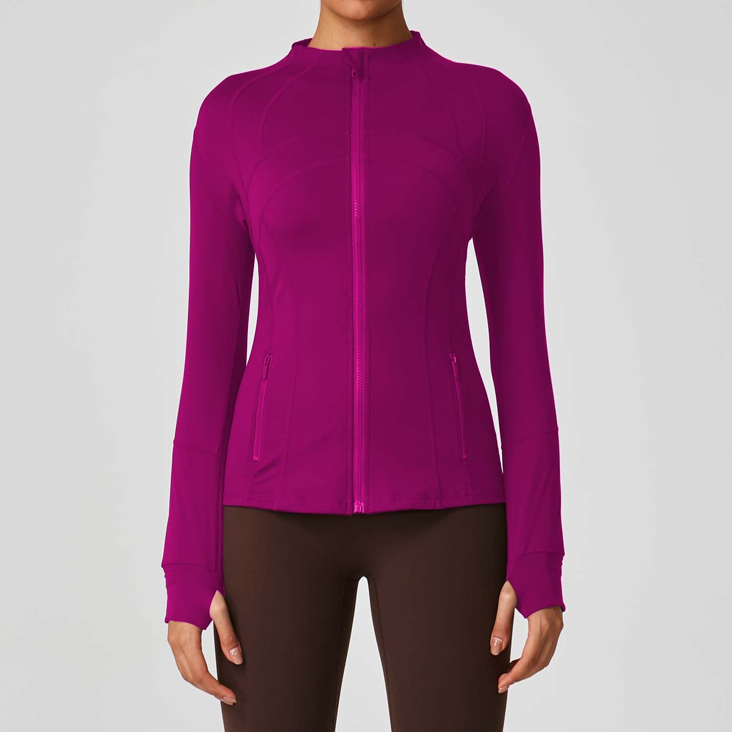 LuluID blazer jacket women's defined outdoor slim stand-up cardigan zip yoga suit top