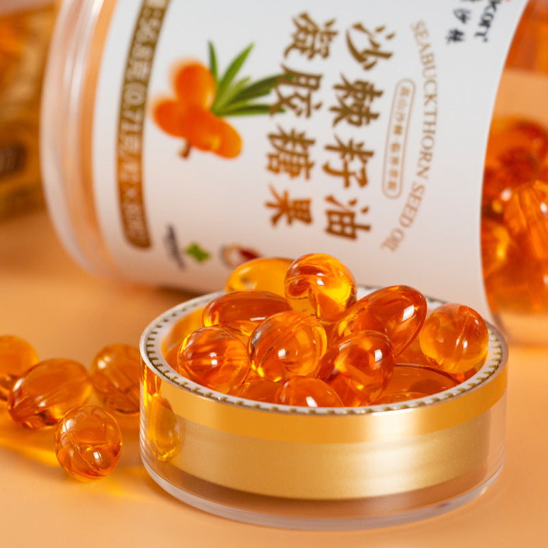 Aikang Seabuckthorn Oil Gel Candy Food 80 Capsules Bottled, Saccular Seabuckthorn Seed Oil Wholesale Agent Eye Protection