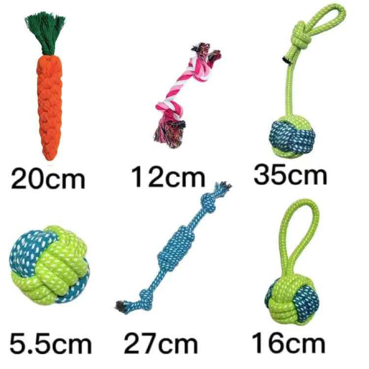 Dog Grinding Tooth Bite-resistant Cotton Rope Toy Small and Medium-sized Dog Dog Toy Knot Toy Frisbee Set Pet Supplies