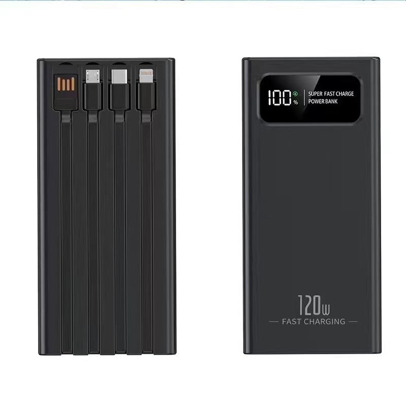 Spot 120W power bank 20000mAh large-capacity mobile power supply four-wire portable mobile phone fast charging power bank