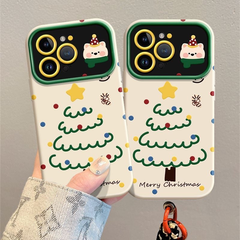 Dog Christmas tree for Apple 17PRO mobile phone case 16 large window 15 matte 14 anti-drop 12/11 soft case X