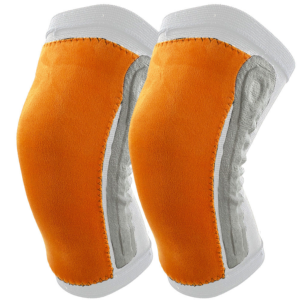 Knitted nylon warm knee pads autumn and winter sports cold protection leg pads gold fleece lined with fleece spring support anti-sprains