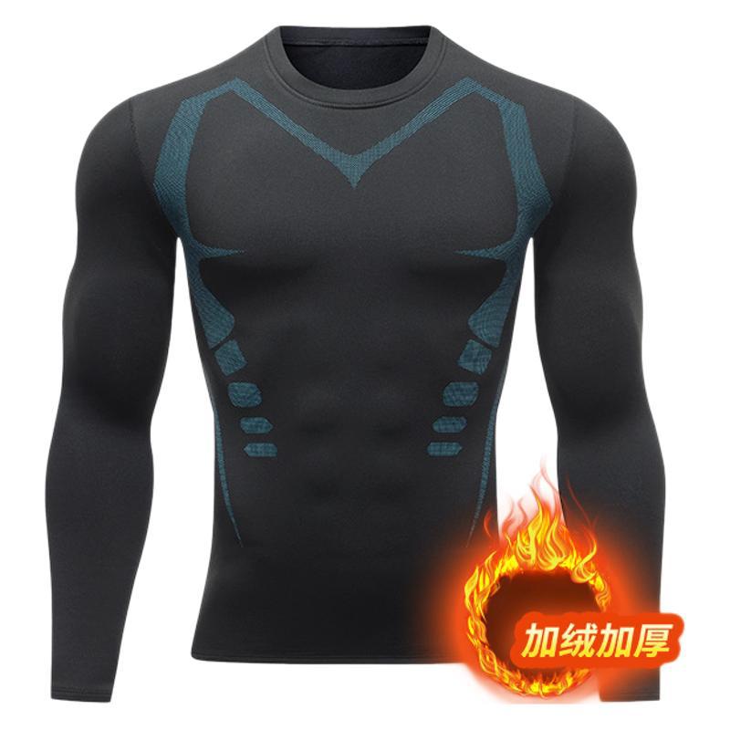 Warm men's suit tight-fitting velvet warm long johns outdoor running sports quick-drying fitness clothes autumn and winter
