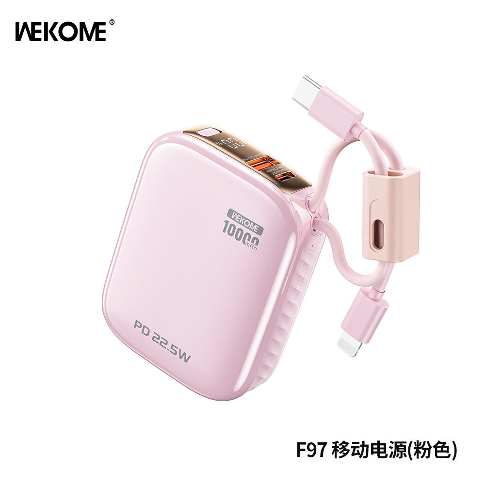 WEKOME new power bank 3c certification, mini power bank can be carried by aircraft, fast charging comes with its own cable power bank