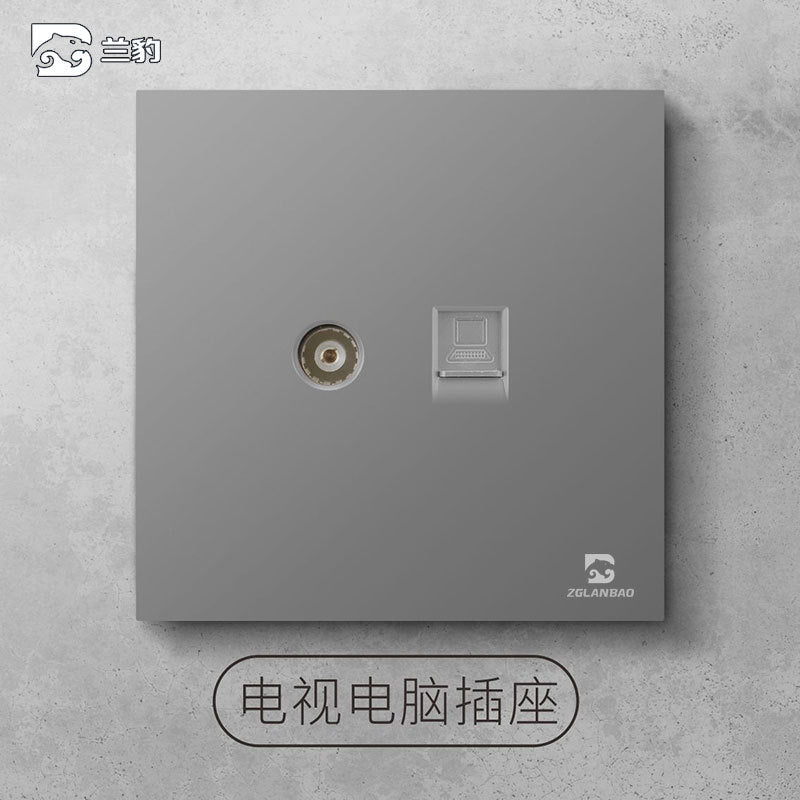 Wholesale Household Dark Grey Five-hole Socket 86 Concealed Two and Three Poles One Open Single Double Control Plug Switch Panel