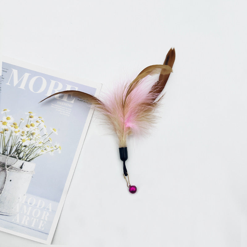 Cat toy cat teaser stick feather bell replacement head pet plush toy cat teaser artifact to relieve boredom pet toy
