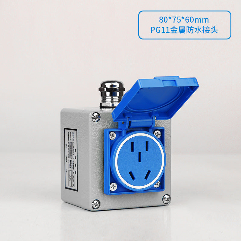 Outdoor cast aluminum socket 220/380V wall plug Five-hole waterproof switch Industrial grade 10/16A surface mounted panel