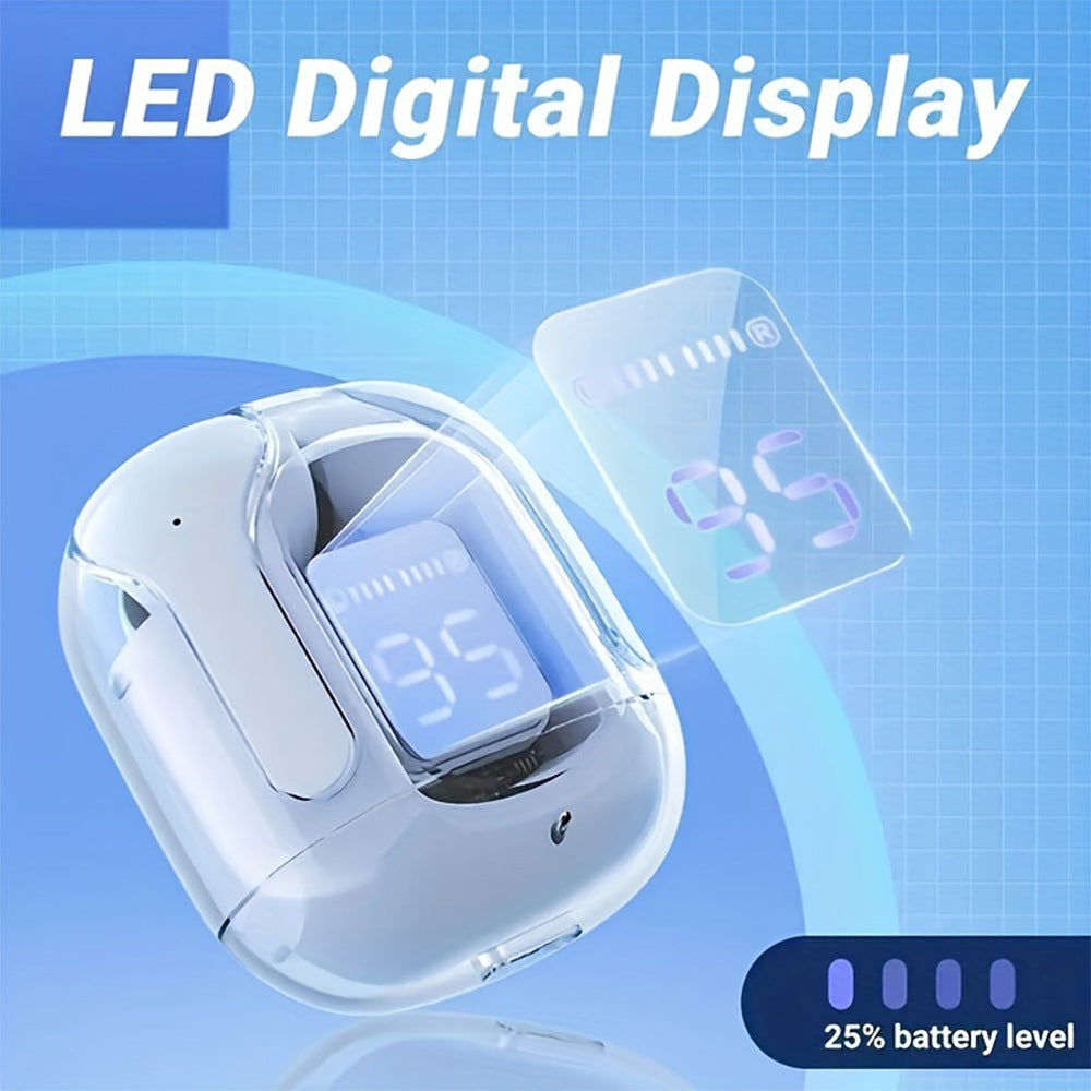 Cross-border generation hot-selling transparent new digital display Bluetooth headset in-ear bilateral stereo charging compartment 1 generation none