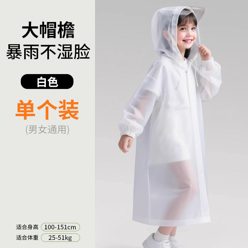 Children with brim portable raincoat thickened long disposable poncho outdoor tourism primary school students go to school amusement park