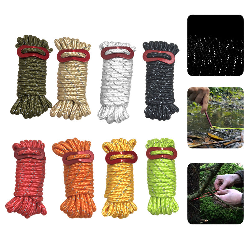 5mm反光风绳户外露营帐篷绳天幕固定绳多功能延长4米绳配铝合金扣